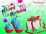 Birthday Greetings With Cup Cakes (J-432-1)