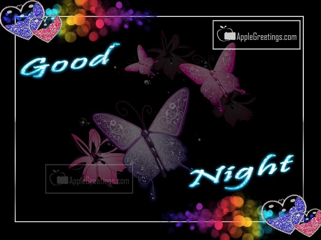Beautiful Good Night Wish Pictures With Butterfly Background Images (Image No : J-489-1)