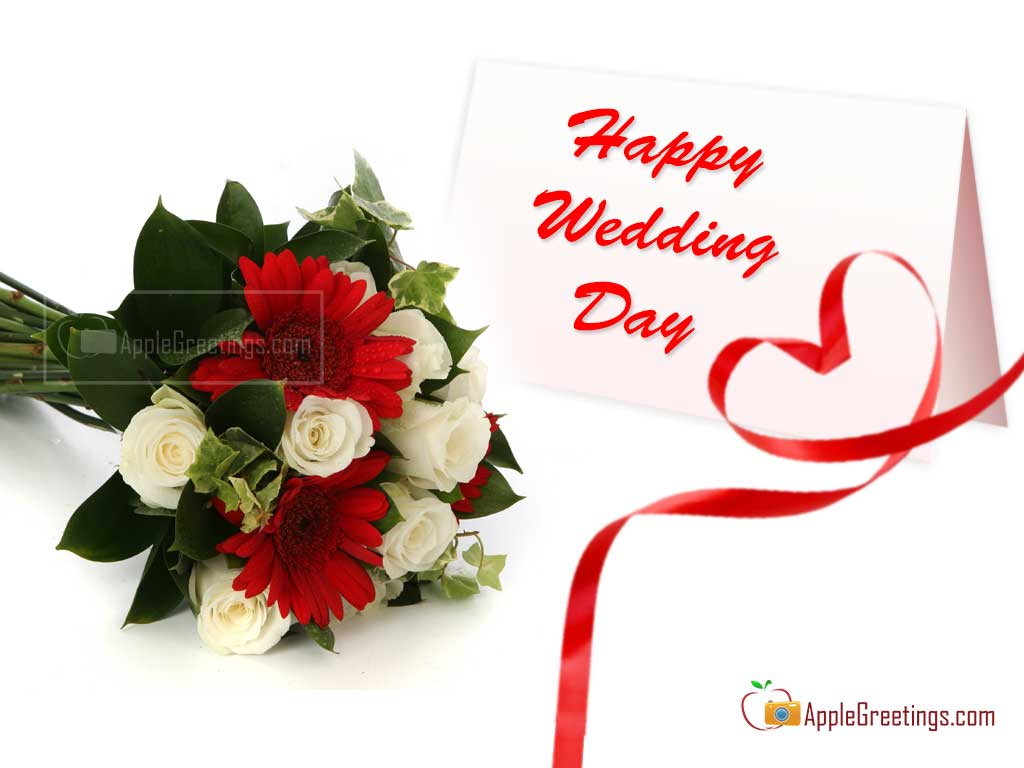 Best Wishes Greetings On Wedding Day With Flower Bouquet For Download (Image No : J-658-2)