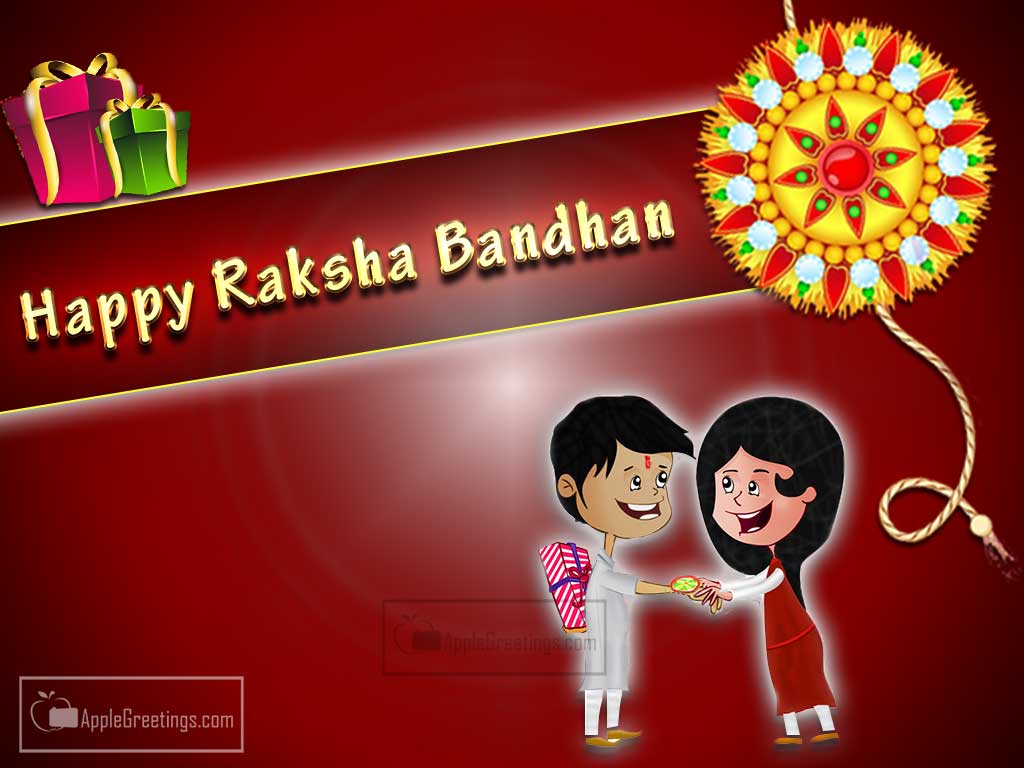 Happy Raksha Bandhan Greeting Cards For Sister And Brother With Best Wishes (Image No : T-727)